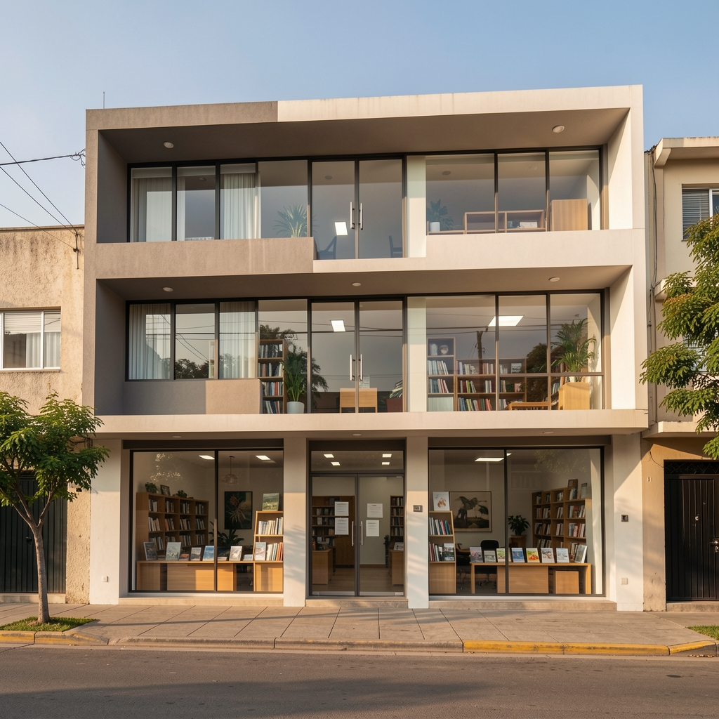 Fachada contemporánea de una oficina editorial en Av. Francisco de Orellana, Guayaquil